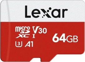 Lexar 64GB Micro SD Card E Series, microSDXC UHS-I Flash Memory Card with Adapter - Up to 100MB/s, A1, U3, Class10, V30, High Speed TF Card