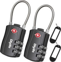 Diyife TSA Luggage Locks, [2 Pack] 3-Digit Security Suitcase Locks, Combination Padlock for Suitcases Flexible Cable Travel Lock, TSA Approved Luggage Locks for Suitcases Travel Luggage Bag Case