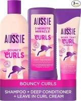 Aussie Curls Shampoo and Conditioner Set with Leave In Conditioner Curl Cream, Curly Hair Products with Coconut Oil, Jojoba Oil & Macadamia Nut Oil 300/225/160 ml