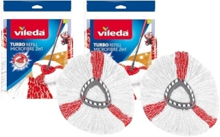 Vileda Turbo 2in1 Spin Mop Refill, Pack of 2 Turbo 2in1 Mop Head Replacements, Fits all Vileda Turbo Mops, Authentic Vileda Mop Head, Red, 16.5 x 30 x 22 cm