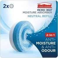 UniBond AERO 360° Moisture Absorber Neutral Refill Tab, ultra-absorbent and odour-neutralising, for AERO 360° Dehumidifier, Condensation Absorbers, Twin Pack (2 x 450g)