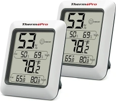 ThermoPro TP50 Room Thermometer Digital Indoor Hygrometer Monitor Temperature and Humidity Meter for Home Office Nursery Comfort, Min and Max Records, 2 Pieces