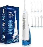 Hangsun Water Flosser Cordless Oral Irrigator Rechargeable Dental Water Jet HOC700 for Teeth Braces with 300ML Water Tank and 8 Jet Tips for Travel & Home Use