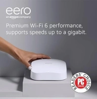 Amazon eero Pro 6 tri-band mesh Wi-Fi 6 system | with built-in ZigBee smart home hub | 1 unit | Brown Box Packaging