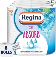 Regina XXL Absorb Kitchen Towels – 8 Rolls Per Pack, Super Absorbent 2-ply Kitchen Towels, 75 Sheets Per Roll, Extra-large Sheets, 50% More Absorbent Than Previous XXL Products, Easy Open Pack