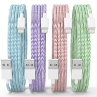 PAIMIAN iPhone Charger Cable [MFi Certified] 4Pack(6/6/6/6 FT) Lightning Cable Nylon Braided Fast Charging Cord Compatible iPhone 14 13 12 11 Pro/Pro Max/Plus/mini/X/XR/XS- Macaroon Color