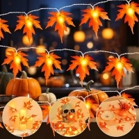 Gcstnn Autumn Decorations Fairy Lights, 3M 20LED Maple Leaves String Lights Battery Operated with Timer,Artificial Maple Leaf Autumn Garland for Halloween Theme Party,Carnival,Porch,Window,Fall Decor