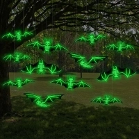 12 Pcs Luminous Hanging Bats Halloween Decorations Outdoor And Indoor, Large Flying Halloween Home Decor, Window Party Decorations For Hanging In The Tree, Porch, Yard (Luminous Body)