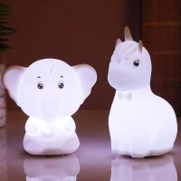 Tremdwoto Cute Unicorn Night Lights for Kids, Elephant Kawaii Lamp with Tap Control, 7 Colors Birthday Gifts for Baby Toddler Teen Children Boys, Portable Silicone Soft Nightlight Nursery Decor