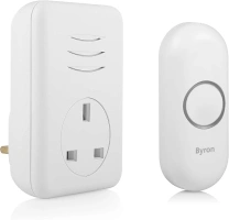 Byron DBY-22313UK Wireless Plug Through Doorbell Set, 150 M Range, 16 Melodies, White