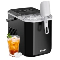 Silonn Ice Maker Countertop, Portable Ice Machine with Carry Handle, Self-Cleaning Ice Cube Makers with Basket and Scoop, 9 Cubes in 6 Mins, 12 KG per Day, Ideal for Home, Kitchen, Camping, RV