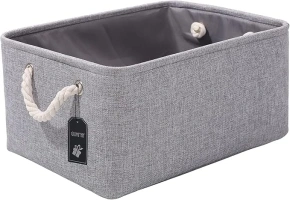 GUIMIYHY Fabric Storage Basket Storage Box Storage Bin Nursery Bin Gift Basket with Handles for Wardrobe, Shelves, Clothes, Toys, Towel, Foldable (36x26x18cm, Grey)