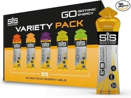 Science In Sport GO Isotonic Energy Gels, Running Gels with 22g Carbohydrates, Low Sugar, Variety Pack of Assorted Flavours, 60ml Per Serving (35 Pack)