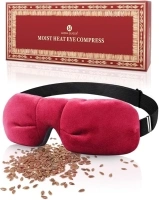 Aroma Season Heated Eye Mask, Microwave Eye Mask, Warm Eye Compress with Natural Flaxseeds,Light-Blocking, 3 D Sleep Mask for Women and Men, Soft and Portable(Red)