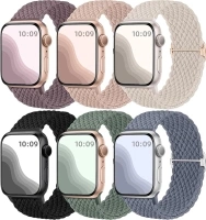 Maledan 6 Pack Braided Solo Loop Compatible with Apple Watch Straps 40mm 38mm 41mm 42mm for Women Men, Adjustable Nylon Stretchy Elastic Sport Band for iWatch SE Series 10 9 8 7 6 5 4 3 2 1 Ultra