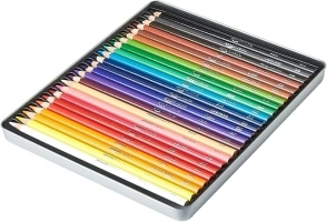 Amazon Basics Coloured Pencils in Tin Box, Pack of 24 - Assorted Colours