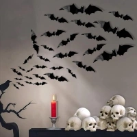 88Pcs Halloween Decorations 3D Bats Stickers Halloween Decorations Outdoor Indoor Scary Bats Window Stickers 4 Size Waterproof Black Bats for Halloween Decor Halloween Party Decoration