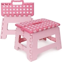 Kids Folding Step Stool - Sturdy Anti-slip Children Adults Foldable Stepping Stool for Home and Outdoor Use (Pink)