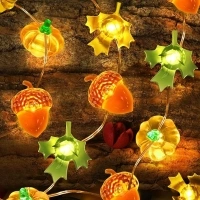 Coquimbo Autumn Decorations, 10ft 30 LED Pumpkin Maple Leaf Lights Battery Operated Fairy String Lights Autumn Harvest Table Indoor Outdoor Fall Decor Halloween Thanksgiving Party Decorations Gifts