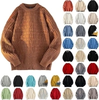 Uwdiohq Solid Sweater for Men Uk Mens Knit Round Neck Long Sleeve Jumpers Men