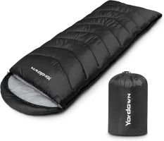 Yordawn Sleeping Bags for Adults Kids, Lightweight Sleeping Bag 3 Season Winter Summer Compact Single Sleepingbag for Camping Hiking Outdoor Travel Waterproof Envelope Sleep Bag, Black