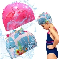 Kids Swimming Cap,Swim Caps for Kids,Children,Boys and Girls Aged 2-12,Waterproof Swim Hat Bathing Caps for Long and Short Hair 2 Pieces