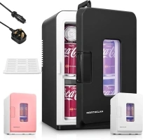 Mini Fridge 15L, 21 Cans Mini Fridges for Bedrooms | AC+12V DC Power Small Fridge for Car, Office, Travel | Max & ECO Mode, Thermoelectric Cooler and Warmer | for Skincare, Beauty, Drinks