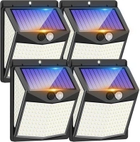 Outdoor Solar Lights, 238 LED Solar Security Lights and 3 Modes Motion Sensor 270° Wide Angle Solar Powered Lights IP65 Waterproof Solar Wall Light for Front Door, Yard, Garage, Garden (4 Pack)