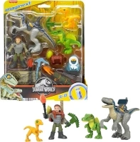 Imaginext Jurassic World Dinosaur Toys, Track & Trail Dino Pack with Owen Grady and Blue for Preschool Pretend Play, 12 Pieces, HND46