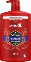 Old Spice Captain Shower Gel Men 1000ml, 3-in-1 Mens Shampoo Body-Hair-Face Wash, Long-lasting Fresh VALUE PACK 1L With Pump