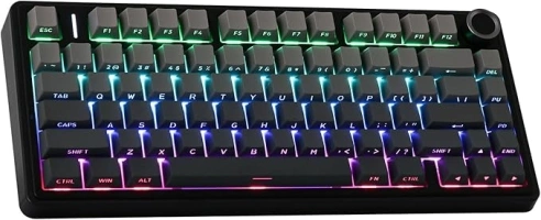 EPOMAKER x AULA F75 Gasket Mechanical Keyboard, 75% Wireless Gaming Keyboard with Five-Layer Padding&Knob, Bluetooth/2.4GHz/USB-C Hot Swappable Keyboard, NKRO (Black Gradient, LEOBOG Reaper Switch)