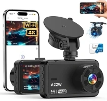 Dash Cam Front and Rear, 4K Dash Cam with 64GB Card, 5G WiFi Dual Car Camera for Cars, 3" IPS Dashcam with APP Control, USB Charger, 24H Parking Mode, G-Sensor, Night Vision, WDR, 170° Wide Angle