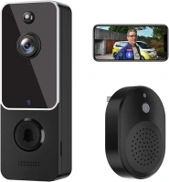 SHARKPOP Doorbell Camera Wireless, WiFi Video Doorbell, Free Chime Ring Included, Indoor/Outdoor Surveillance with Smart Human Detection, 2-Way Audio, Night Vision, Cloud Storage, Live View