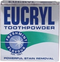 Eucryl Freshmint Toothpowder, Tooth Whitening Powder, Powerful Stain Remover, For Tobacco, Tea, Coffee & Wine Stains, Unique Polishing Action, 1 x 50g