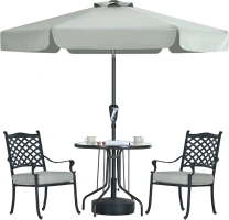 MasterCanopy Valance Patio Umbrella for Outdoor Table Market (2.3M, Light Gray)