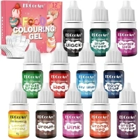 12 Colours Gel Food Colouring - Icing Gel Colours Set with Gloves, Gel Food Colouring for Cake Decorating, Baking, Macarons, Buttercream, Easter Eggs and DIY Crafts -Vegan, Non Gluten (6 g Each)