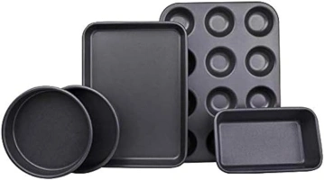 Ariana Homeware® 5-Piece Bakeware Set Baking Equipment- with Muffin Tray, Oven Tray, Cake Pan, Loaf Pan & Spring Form Cake Tin