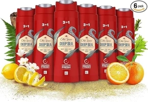 Old Spice Deep Sea Mens Shower Gel and Shampoo, 3in1 Body Wash, Face and Hair, Long Lasting Freshness, Multipack 6x250ml