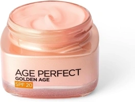 L’Oréal Paris Age Perfect Golden Age Glowy Fortifying Rosy SPF 20 Day Cream 50+, Moisturise and Reactivates Radiance with UV Protection, Peony Native Cells, Calcium and Vitamin B3, 50ml