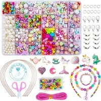 WONDERFORU Children DIY Beads for Jewellery Bracelet Necklaces String Making Kit, Friendship Bracelets Art Craft Kit for Girls Kids, 24 Colors