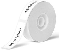 NIIMBOT Lable Maker Tape 0.59" x 1.97" (15×50mm) Thermal Printer Sticker Paper with Self-Adhesive for D11/D110/D101 Label Maker,1 Roll of 130 (White)