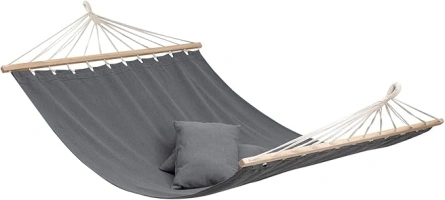 BEJOY Hammocks Double Hammock, Garden Hammock, Solid Wood Struts, Suitable for Indoor, Courtyard and Outdoor, Hanging Hammock Rope Swing,Dark grey