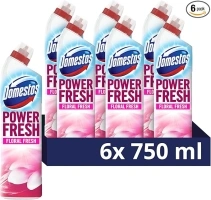 Domestos Power Fresh Floral Fresh Toilet Gel eliminates 99.99% of germs* limescale remover 6x 750 ml