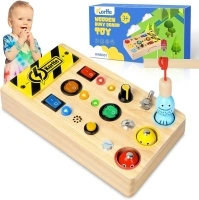 Korffe Montessori Toys for 1 2 3 Year Old Boys Girls, Wooden Sensory Toys Busy Board for 1 2 3 4 5 6 Year Old Baby Birthday Gifts for 1 2 3 4 5 6 Year Old Boys Girls Travel Toys for Toddlers