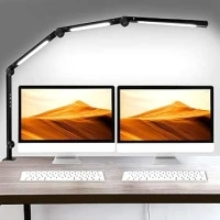 segrass LED Desk Lamp with Clamp Flexible 4 Sections Swing Arm Three Light Sources Desk Light, 4 Color Modes & 5 Brightness, Eye Caring Led Table Light with Memory Function for Table Lamps for Office