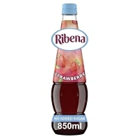 Ribena Strawberry Squash No Added Sugar 850ml - Real Fruit | Rich in Vitamin C | No Artificial Colours or Flavours | 100% Recycled Plastic Bottle