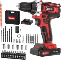 DuroFort 21V Cordless Drill Set, Cordless Drill and Screwdriver Set with 2 Pack 1500mAh Batteries, 3/8” Chuck, 35Nm Max, 25+1 Torque Setting, LED Light, Electric Drill for Drilling for Plastic, Wood