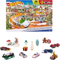 Hot Wheels Advent Calendar 2023, 8 Hot Wheels Cars and 16 Winter-Themed Accessories behind 24 Numbered Doors Plus a Playmat, For Kids & Hot Wheels Fans, HKL74