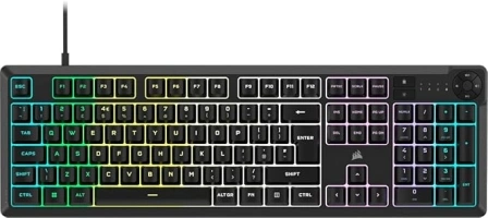 Corsair K55 CORE RGB Membrane Wired Gaming Keyboard – Quiet, Responsive Switches – Spill Resistance – Ten-Zone RGB – Media Keys – iCUE Compatible – QWERTY UK – PC, Mac – Black