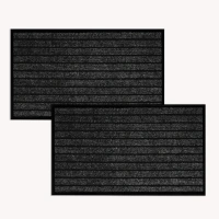 Imperial Rooms Black Door Mat Non Slip – 2 Pack Rubber mat 60x90cm Machine Washable Door Matts indoor Dirt Trapper Super Absorbent Door Mats Outdoor